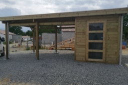 Abri bois avec Carport Accolé Par ABRIDIS